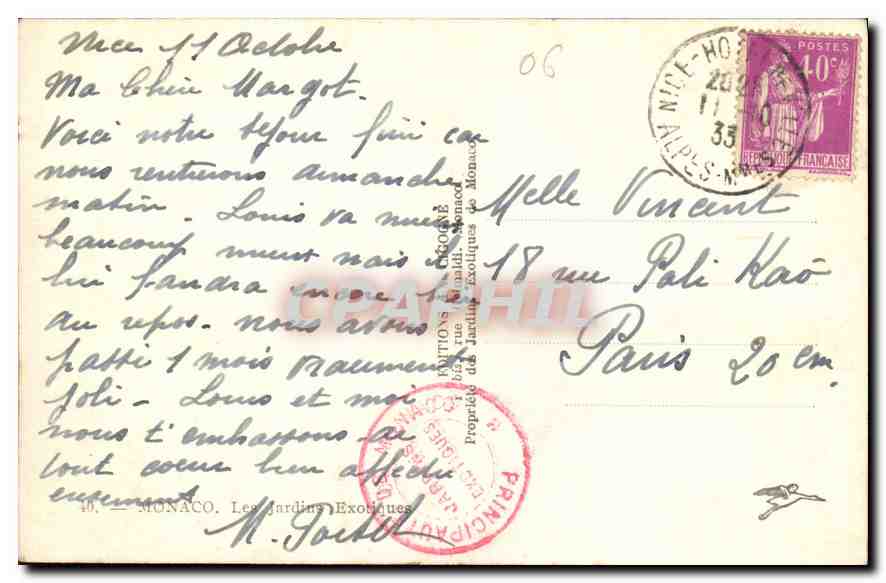 CPA Monaco Les jardins Exotiques  — Rückseite