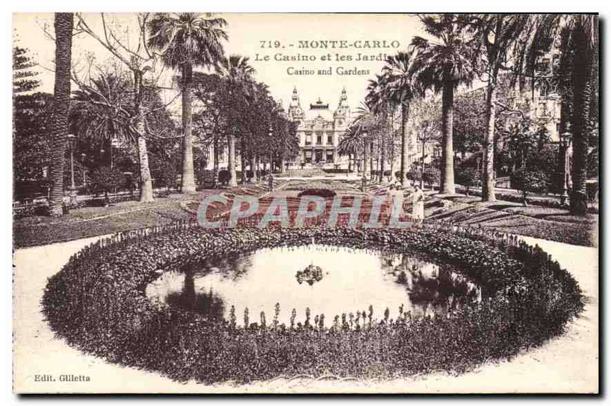 Monte-Carlo — Le Casino et les Jardins — Edit. Gilletta, n° 719