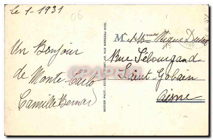 Monte-Carlo — Das Casino und die Gärten — R. M. n°203 — Rückseite