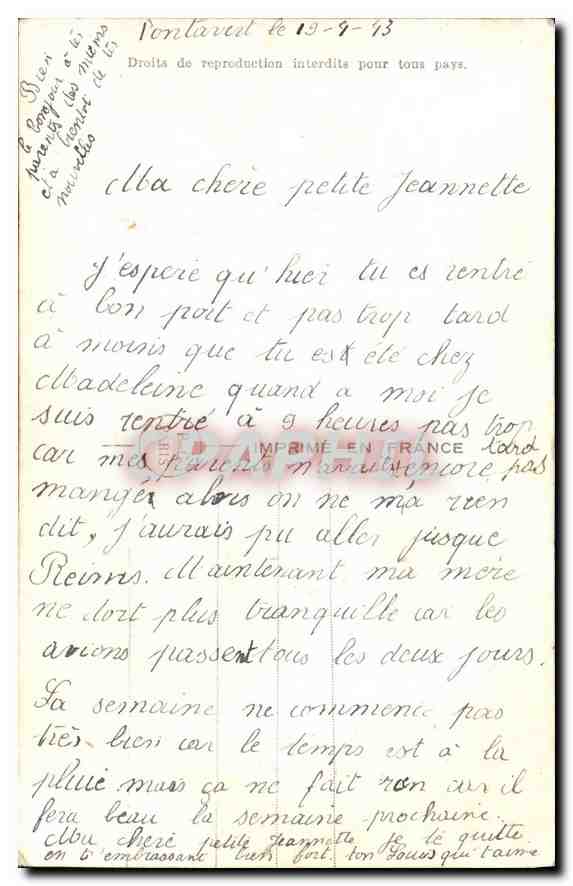 CPA Dis moi que tu m'aimes Femme — Rückseite