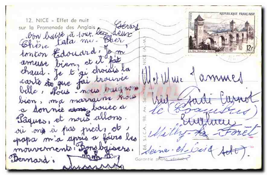 CPA Nice Effet de nuit sur la Promenade des Anglais  — Rückseite