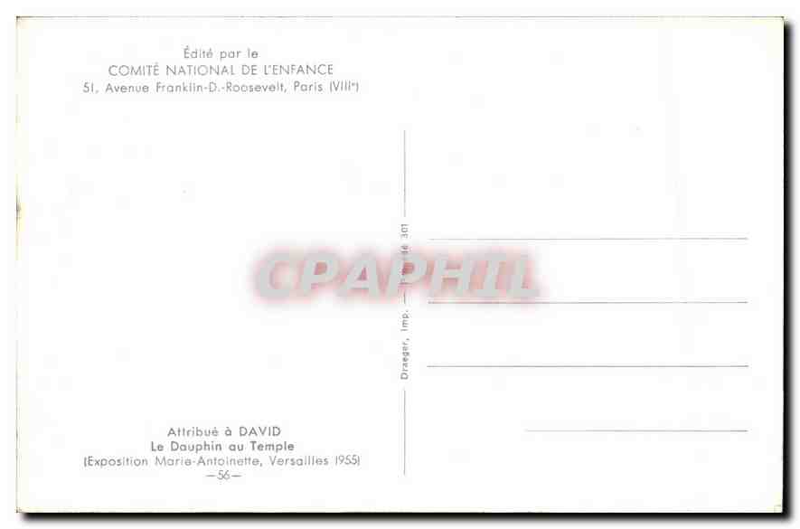 CPA Attribute a David Le Dauphin au Temple Exposition Marie Antoinette Versailles  — Rückseite