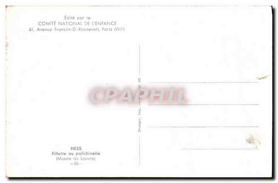 CPA Hess Filette au polichinelle Musee du Louvre  — Rückseite