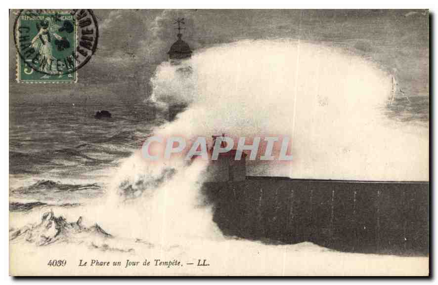 CPA Le Phare un Jour de Tempete 