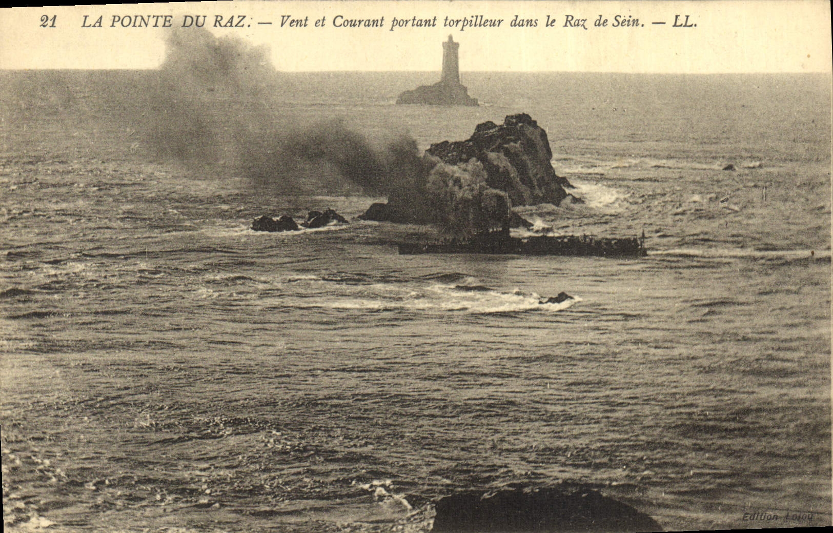 CPA La Pointe du Raz Vent et Courant portant torpilleur dans le Raz de Sein 