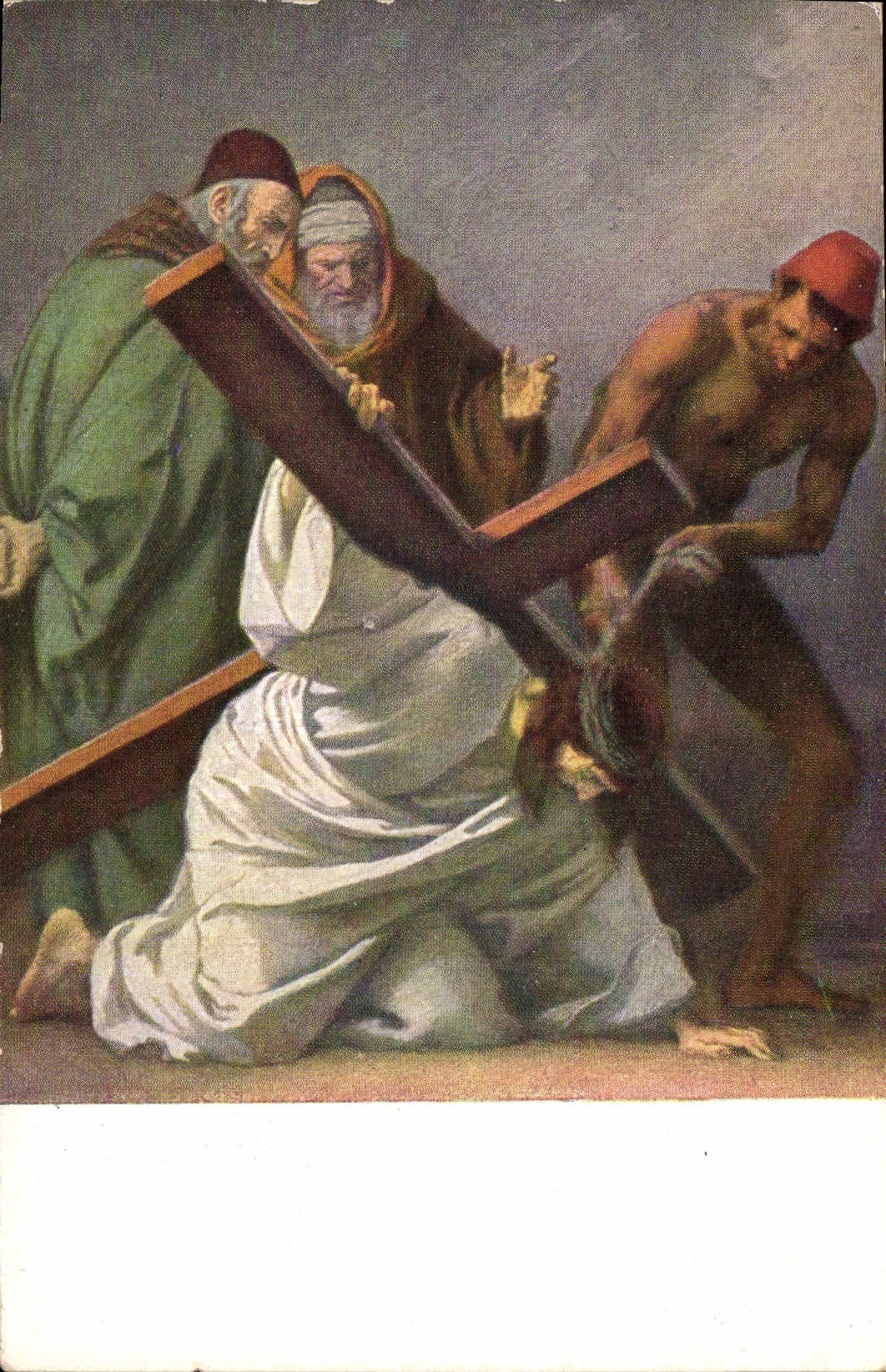 CPA III Station Jesus falit zum ersten Mal unter dem Kreuze 