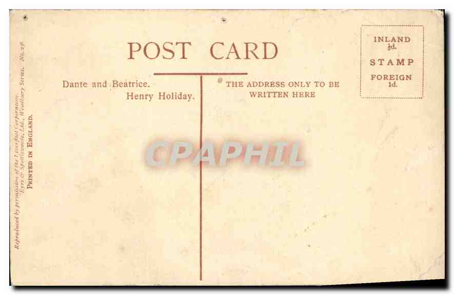 CPA Dante and Beatrice Henry Holiday  — Verso