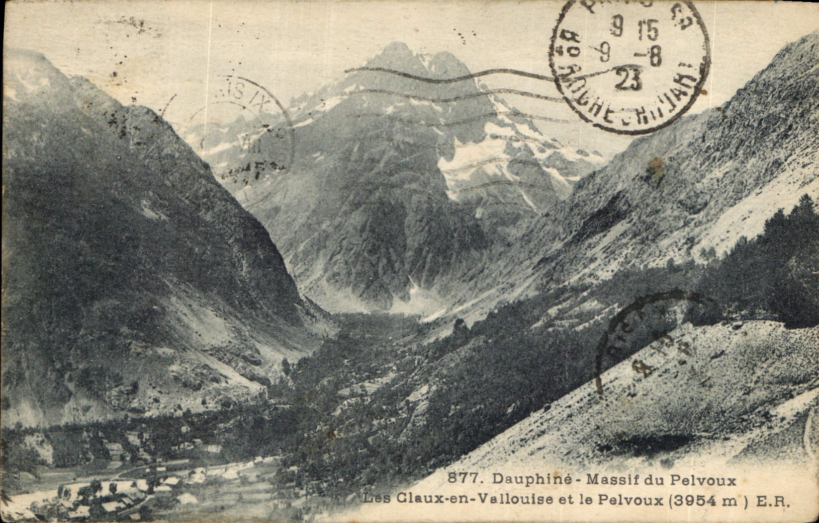 Les Claux-en-Vallouise et le Pelvoux (3954 m) — Dauphiné - Massif du Pelvoux — E.R. n°877