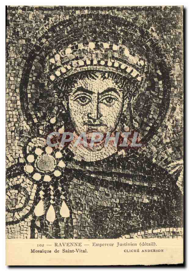 CPA Ravenne Empereur Justinien detail Mosaique de Saint Vital 