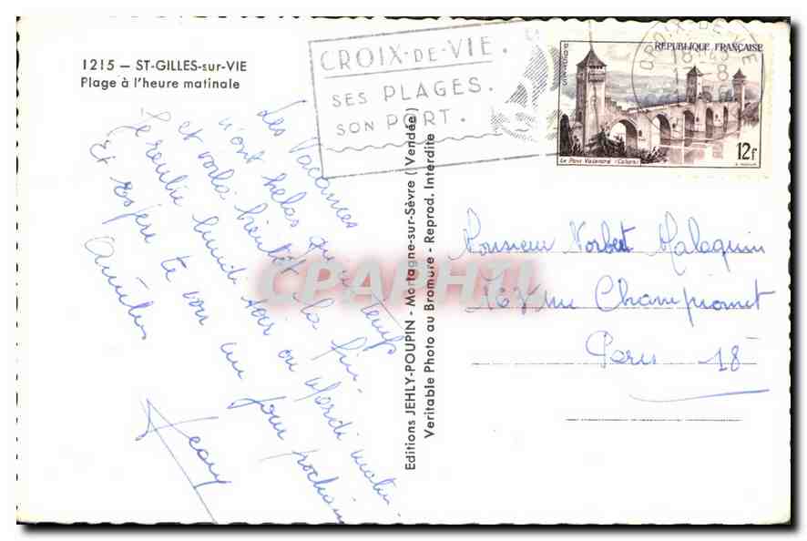 St-Gilles-sur-Vie — Morgenstrand — Editions JEHLY-POUPIN — Rückseite