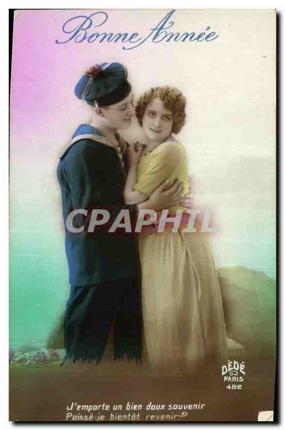CPA Bonne Annee Femme Marin