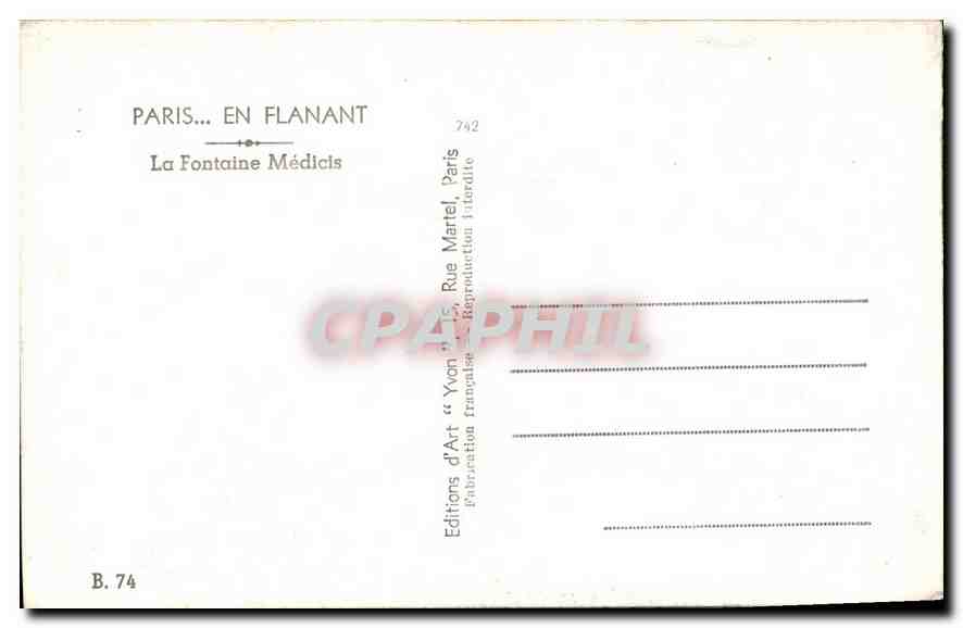 CPA Paris La Fontaine Medicis  — Rückseite