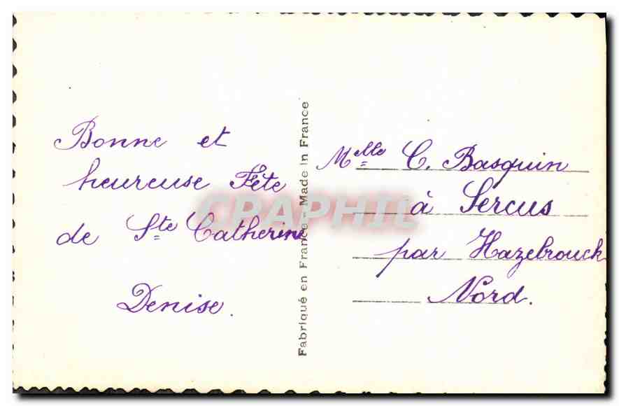 CPA Voeux Sinceres Bonne Fete Femme — Verso