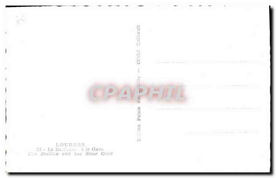 CPA Lourdes La Basilique et le Gave  — Verso