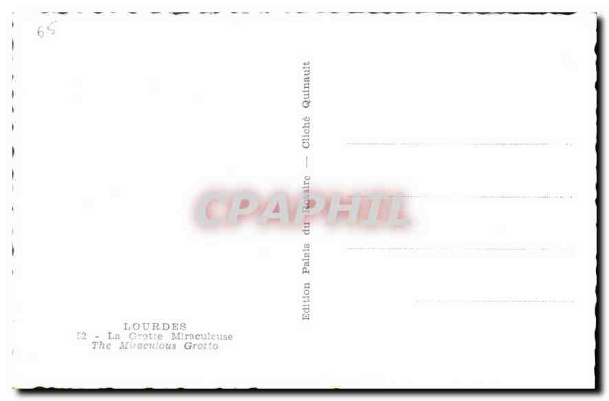 CPA Lourdes La Grotte Miraculeuse  — Verso