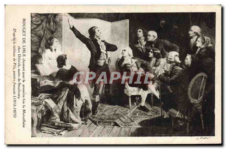 Rouget de Lisle chantant pour la première fois la Marseillaise — D'après le tableau de Phil., peintre français (1813-1875) — éditeur non visible