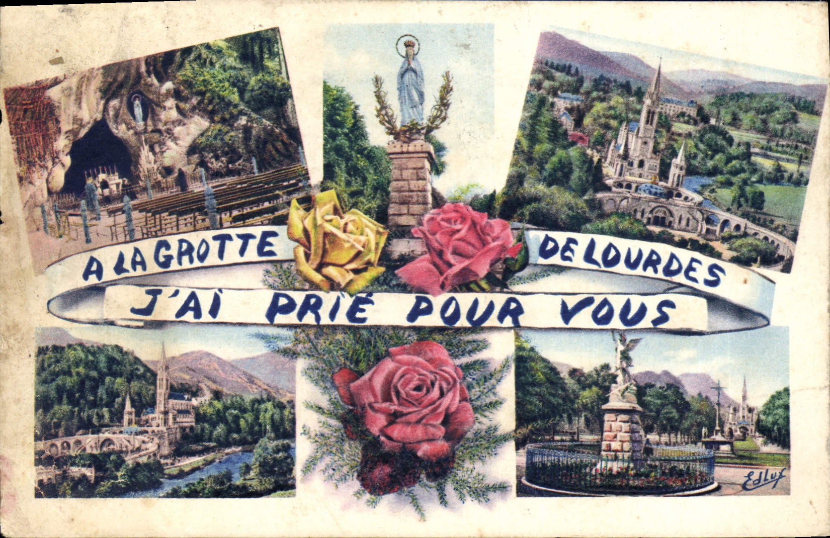CPA A la Grotte de Lourdes J'aie prie pour vous 