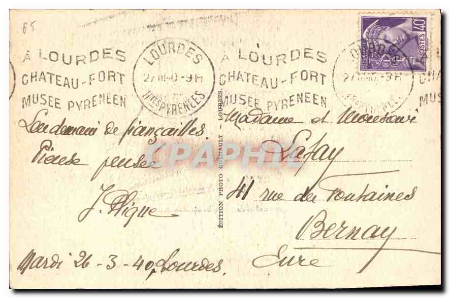 CPA Lourdes La Basilique et le Gave  — Verso