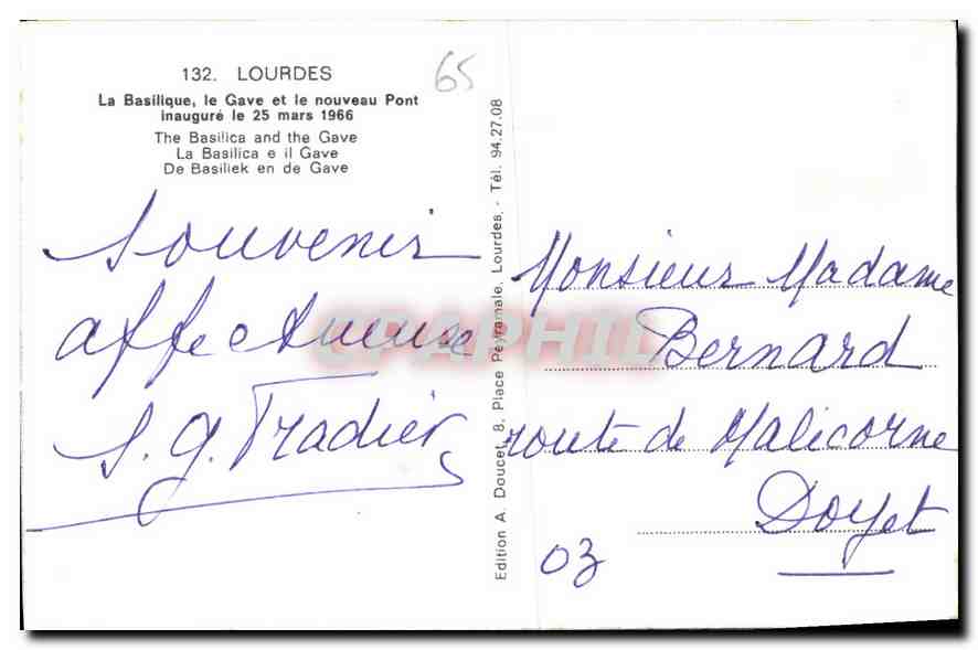 CPA Lourdes La Basilique le Gave et le nouveau  — Verso