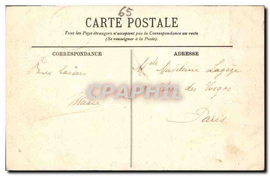 CPA Lourdes Le Pont du Boulevard et le Chateau  — Verso