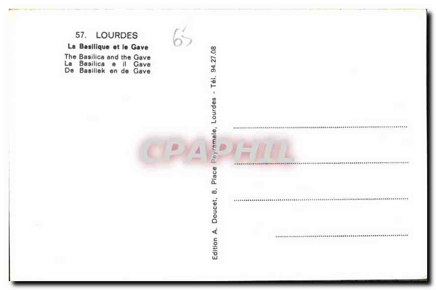 CPA Lourdes La Basilique et le Gave  — Verso