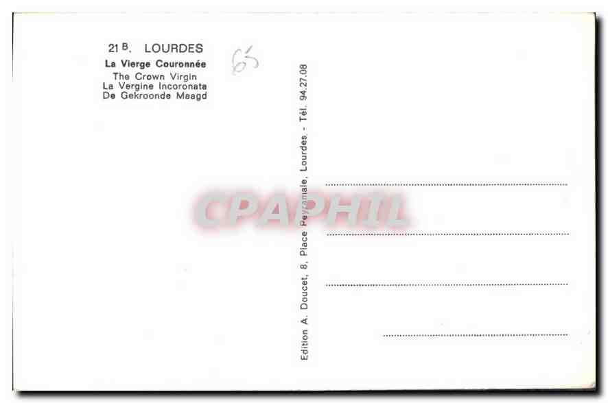 CPA Lourdes La Vierge Couronnee  — Verso