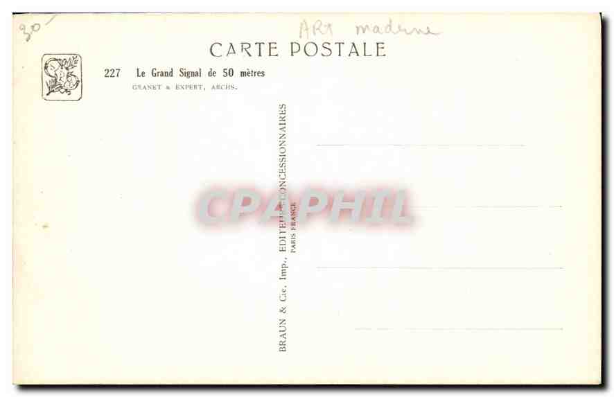 CPA Le Grand Signal de 50 metres  — Rückseite