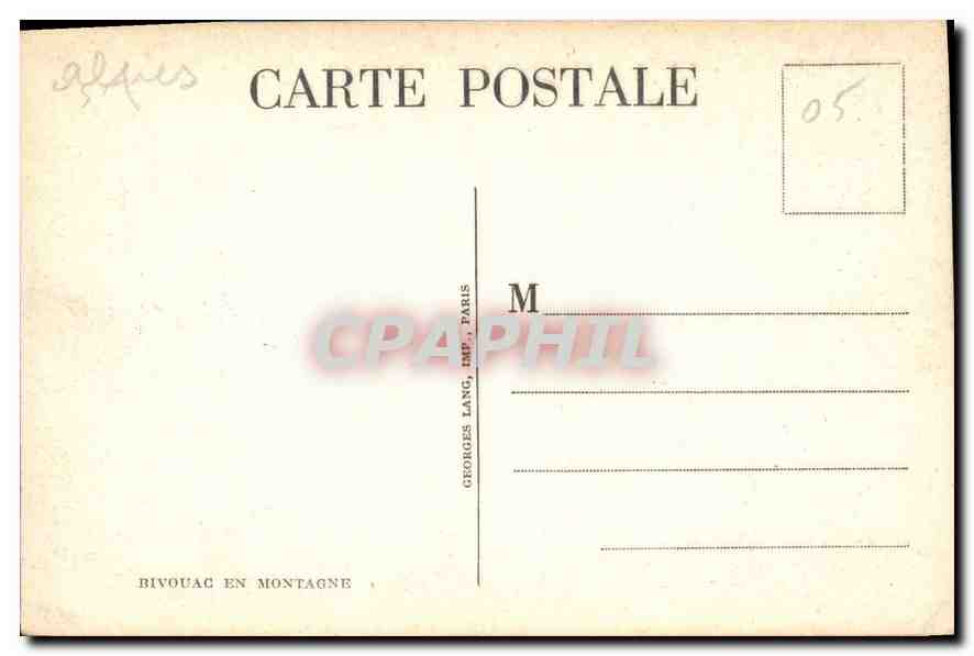 CPA Bivouac en Montagne Chasseurs alpins — Rückseite