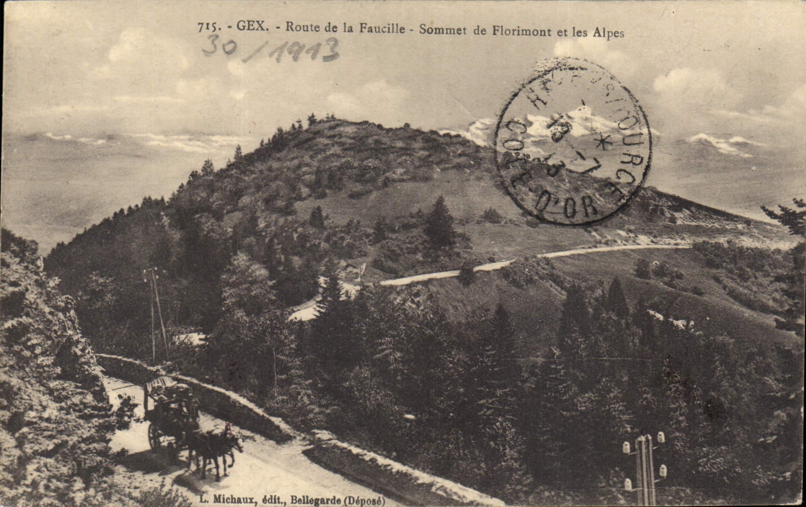 CPA Gex Route de la Faucille Sommer de la Florimont et les Alpes 