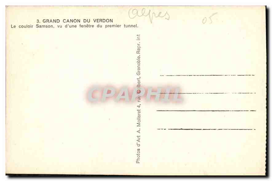 CPA Grand Canon du Verdon Le Couloir Samson vu d'une fenetre du premiere tunnel  — Verso