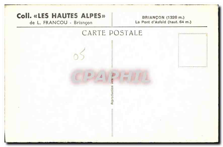 CPA Coll Les Hautes Alpes de l'Francou Briancon  — Rückseite