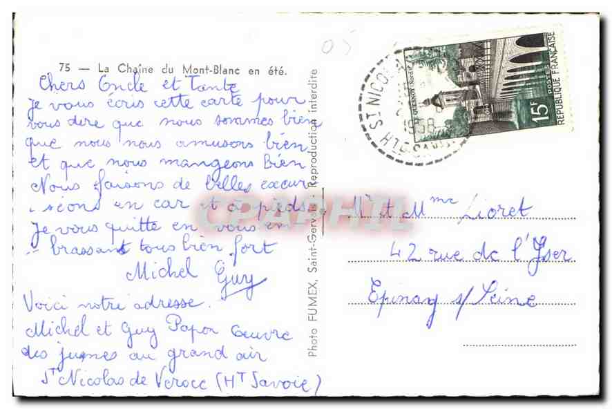 CPA La Chaine du Mont Blanc en ete  — Verso