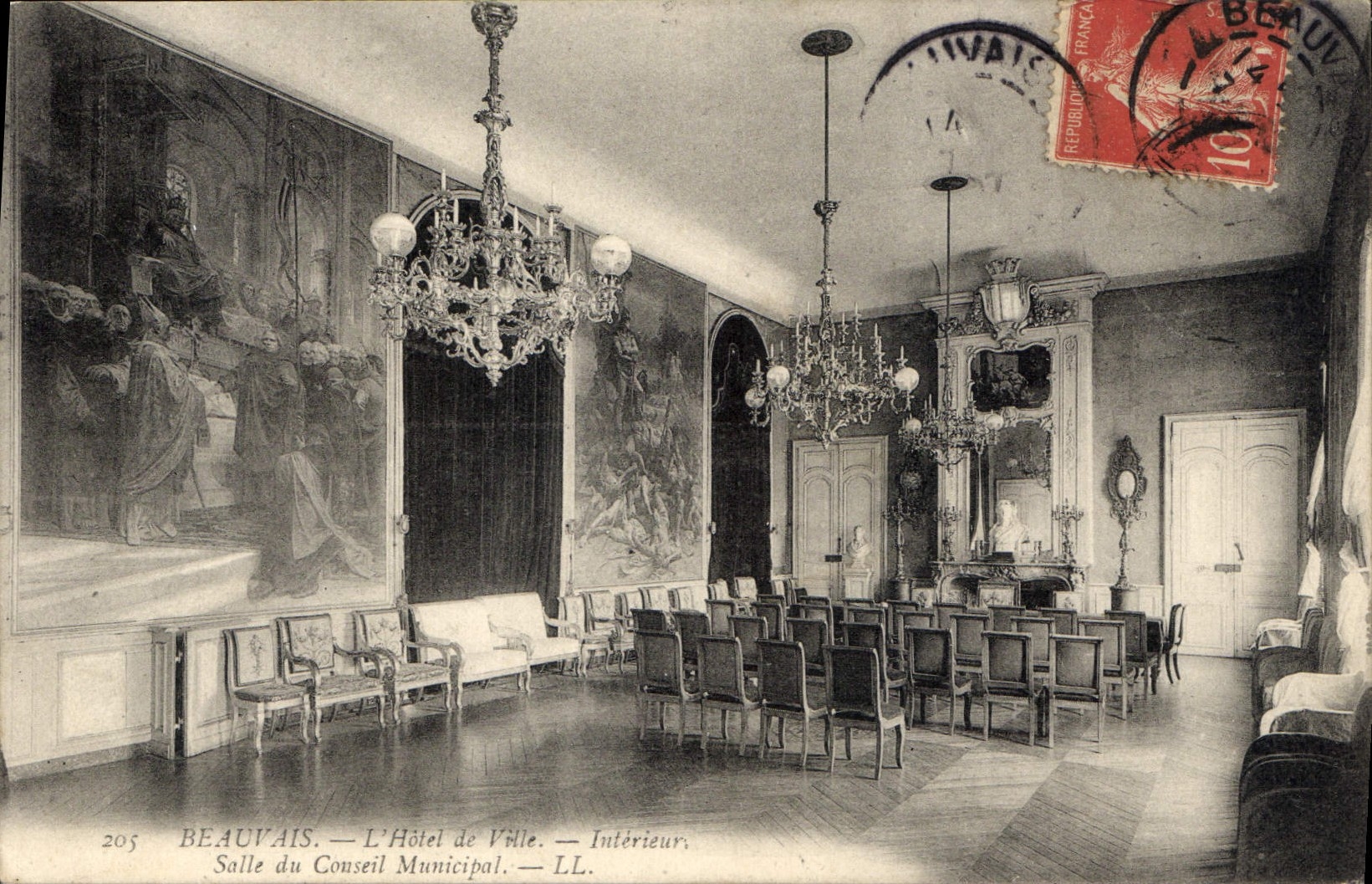 Beauvais — L'Hôtel de Ville — Intérieur. Salle du Conseil Municipal — LL. — N° 205