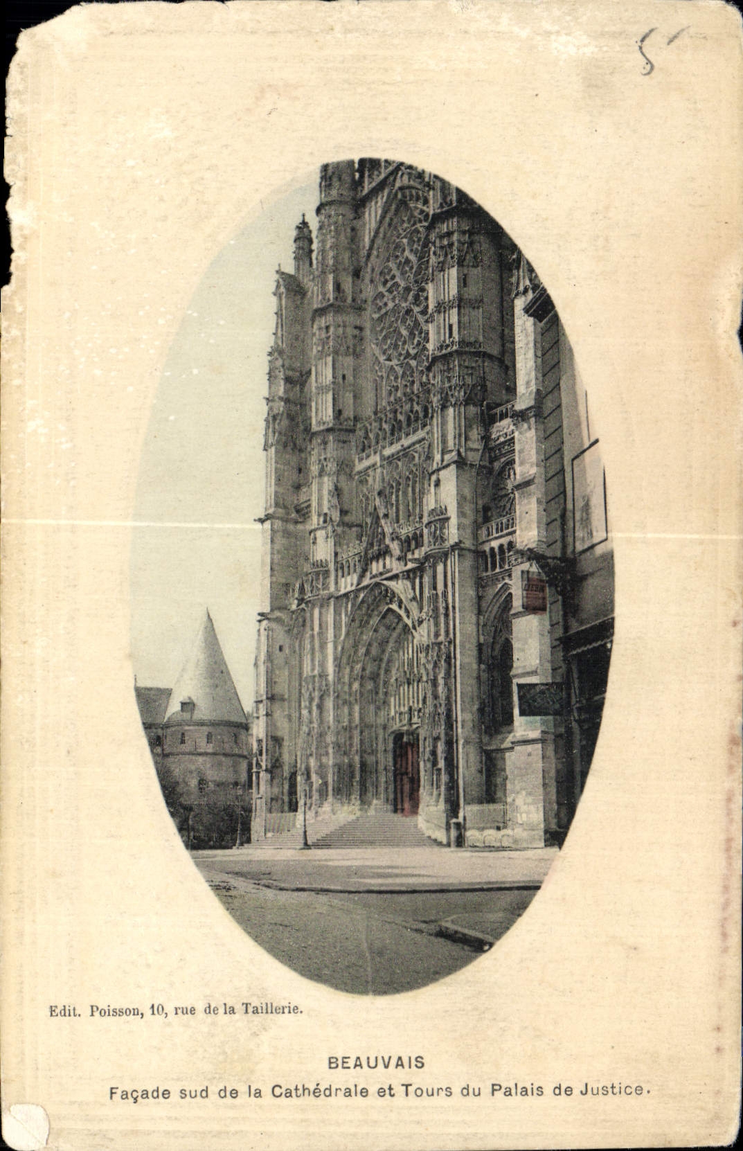 Beauvais — Façade sud de la Cathédrale et Tours du Palais de Justice — Edit. Poisson, 10 rue de la Taillerie