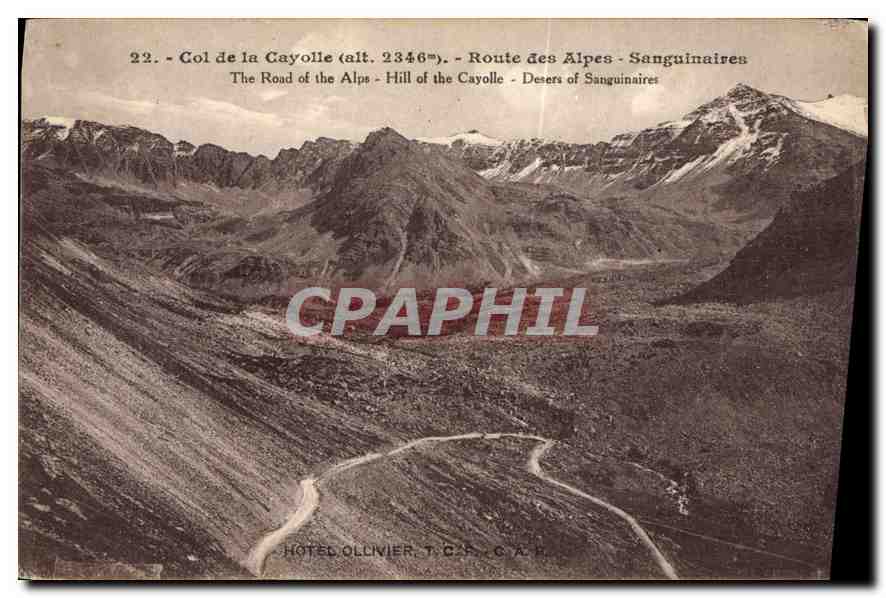 Col de la Cayolle (alt. 2346m) — Route des Alpes - Sanguinaires — Hôtel Ollivier, T.C.A.P.