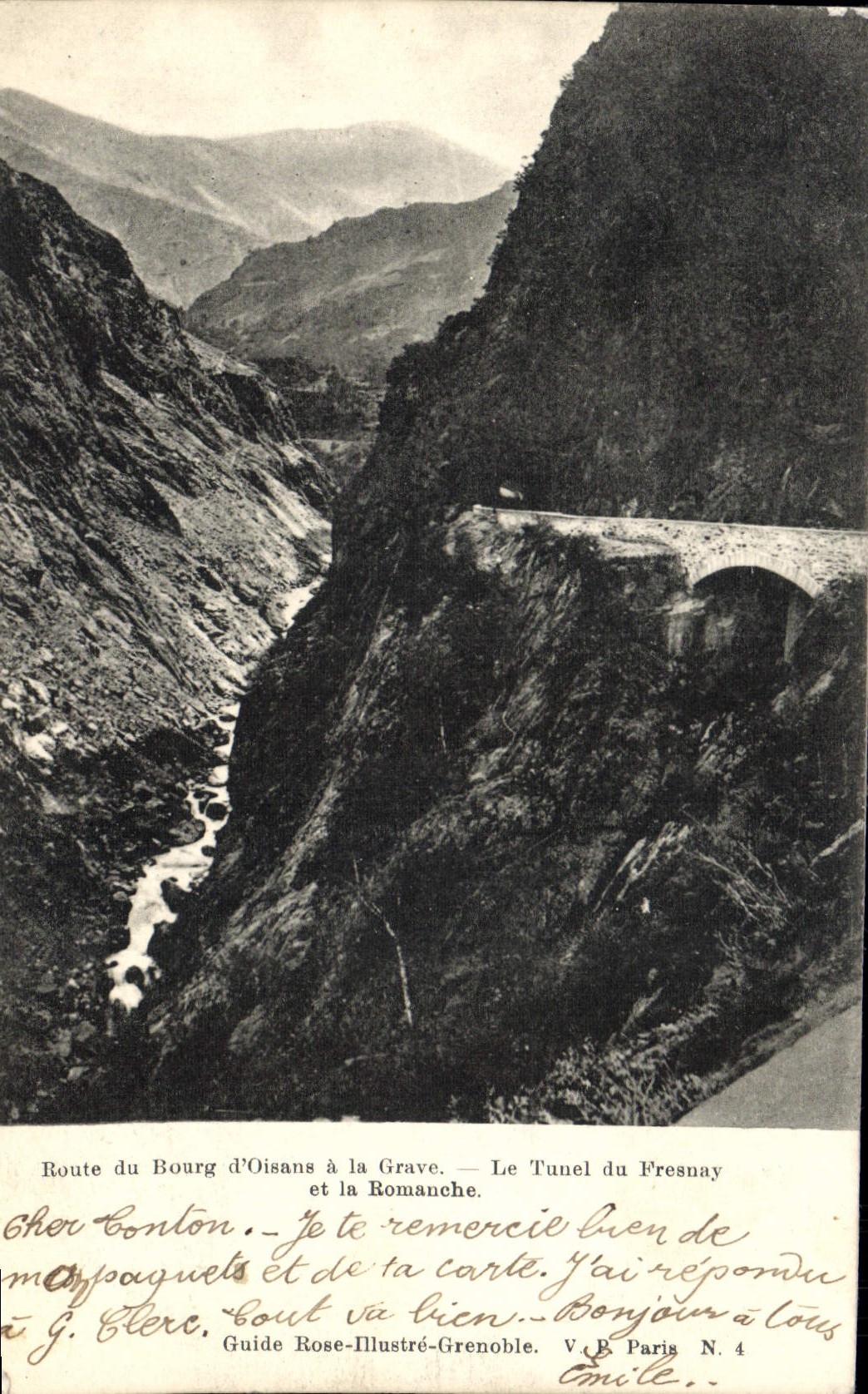 Route du Bourg d'Oisans à la Grave — Le Tunnel du Fresnay — Guide Rose-Illustré-Grenoble N. 4