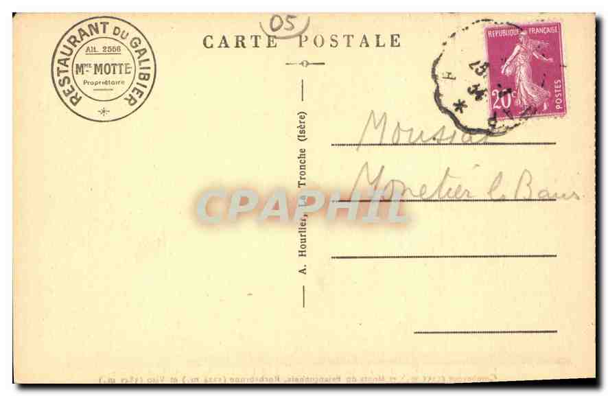Le Galibier (2556 m.) — Le Chalet-Restaurant — Mme Motte, Propriétaire — Verso