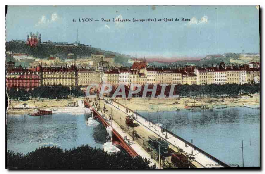 CPA Lyon Pont Lafayette perspective et quai de Ets 