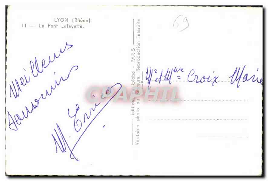 CPA Lyon Rhone Le Pont Lafayette  — Verso
