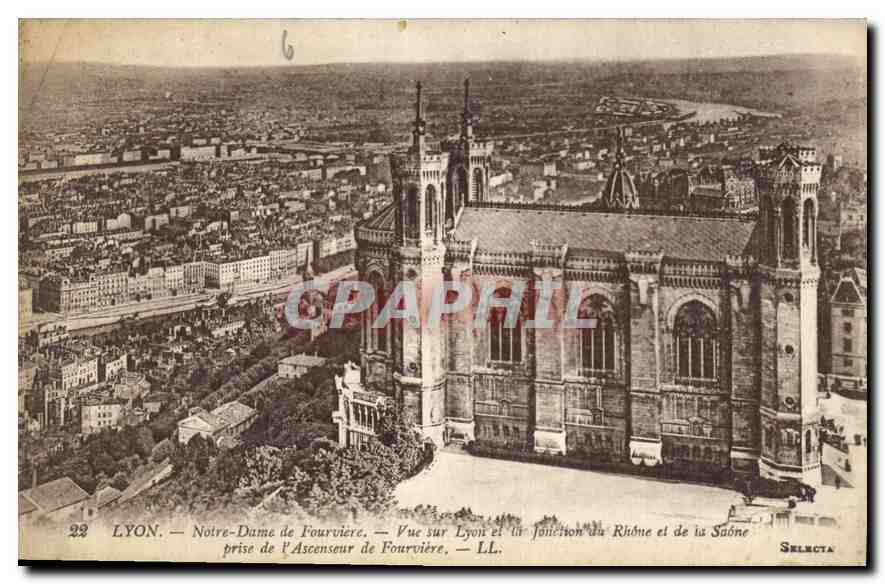 CPA Lyon Notre Dame de Fourvierre vue sur Lyon et la Jonction du Rhone et de la Saone 