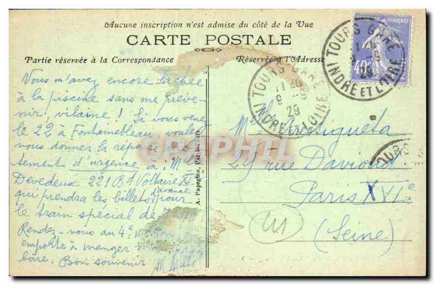CPA Chateau de Blois L et C Cariatide Correction Maternelle  — Rückseite