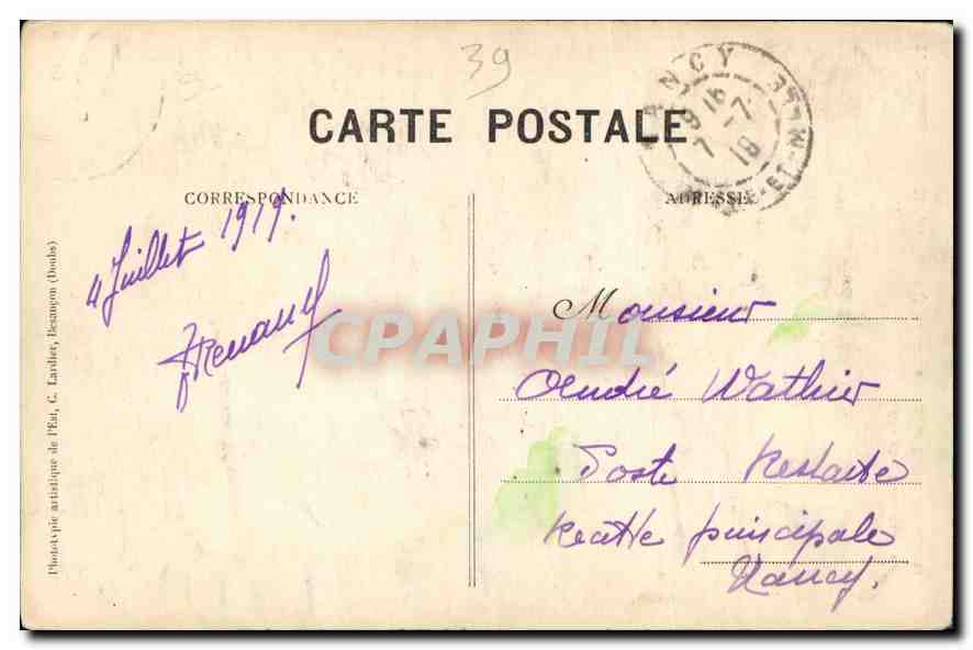 CPA Baume les Messieurs Jura Cascade et Entree des Grottes  — Rückseite