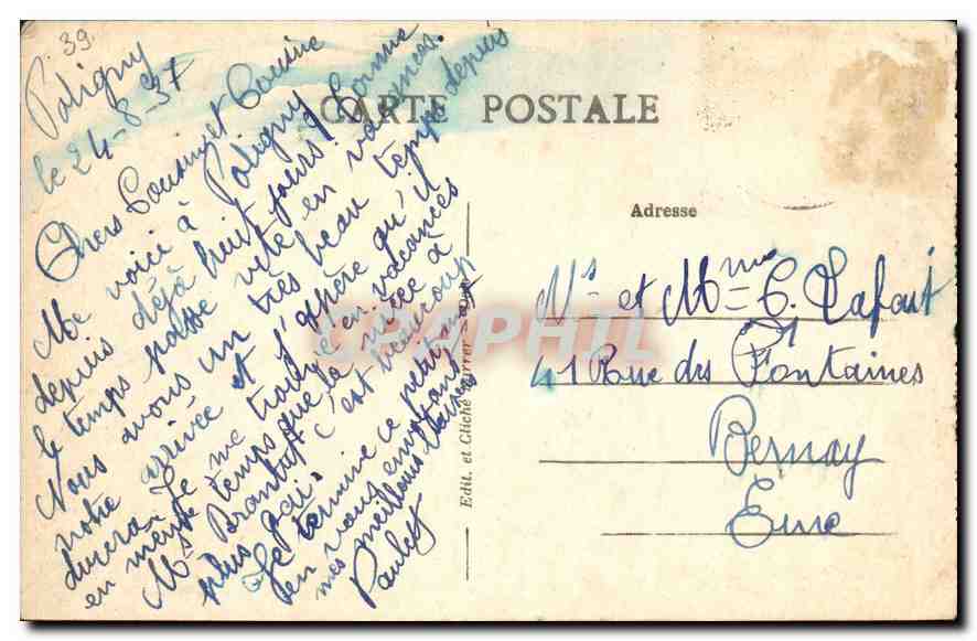 CPA Poligny Jura L'Homme a la Hotte  — Rückseite