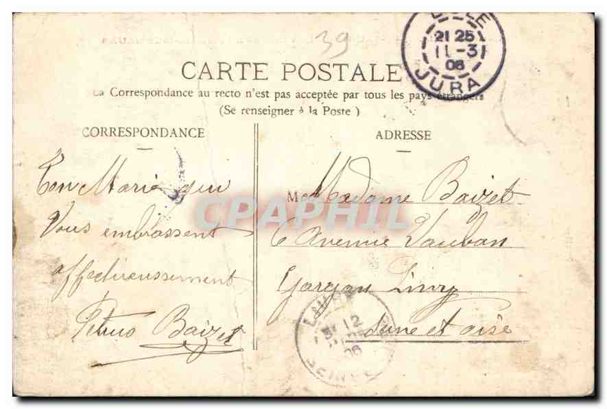 Environs de LONS-le-SAUNIER — La Vallée de BAUME-les-MESSIEURS — Éditeur non visible — Verso