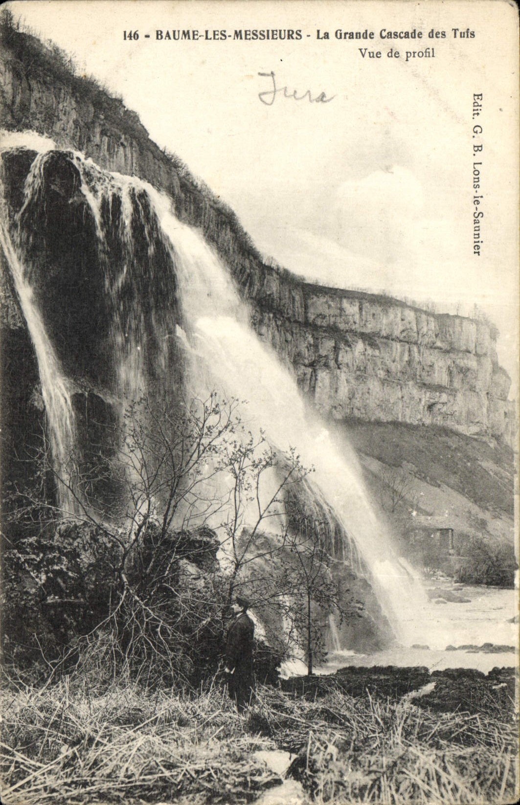 Baume-les-Messieurs - La Grande Cascade des Tuifs - Vue de profil — Edit. G. B. Lons-le-Saunier, n°146
