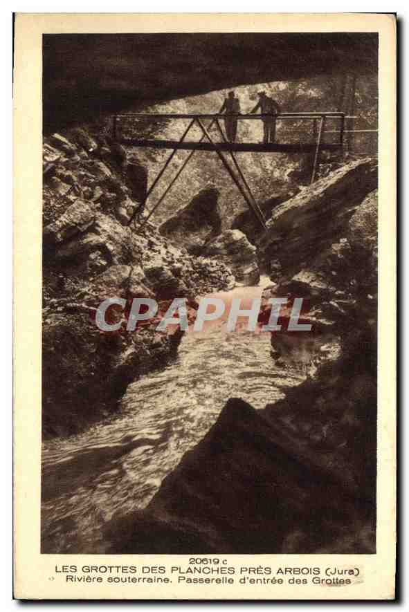 CPA Grottes des Planches Pres Arbois Jura Riviere Souterraine Passerelie d'entree des Grottes 