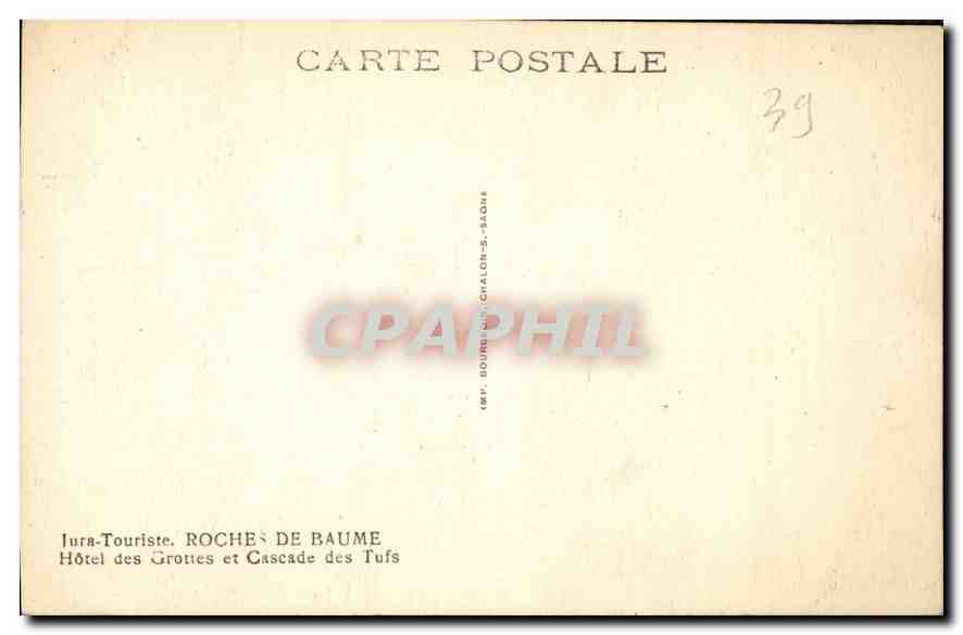 Roche de Baume — Hôtel des Grottes et Cascade des Tufs — Jura-Touriste — Verso