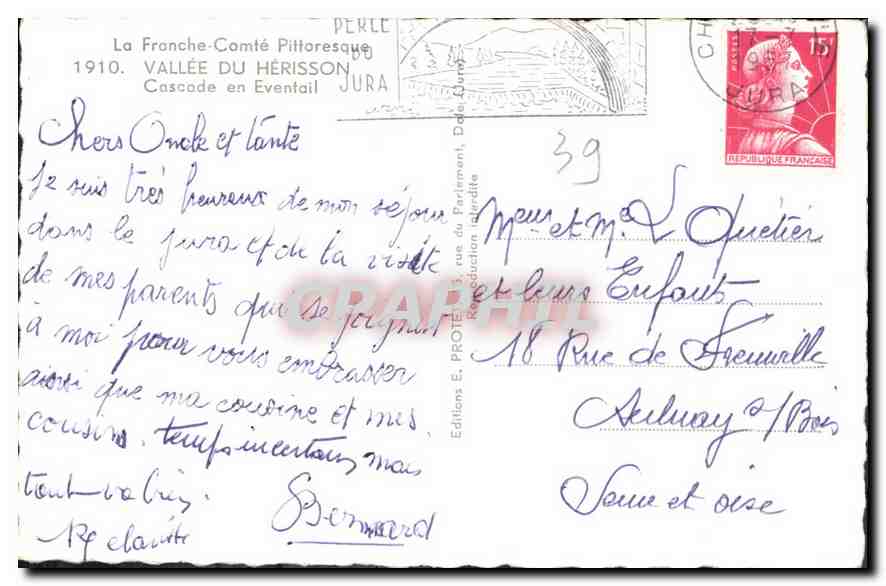 CPA La Franche Comte Pittoresque Vallee du Herisson Cascade en Eventail  — Back