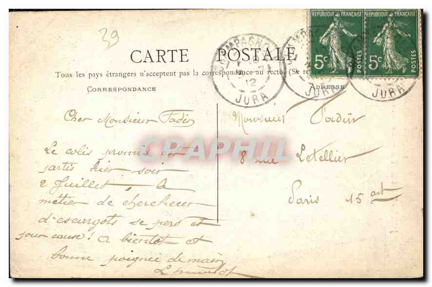 CPA Jura Touriste La Commerce de Sirod  — Rückseite