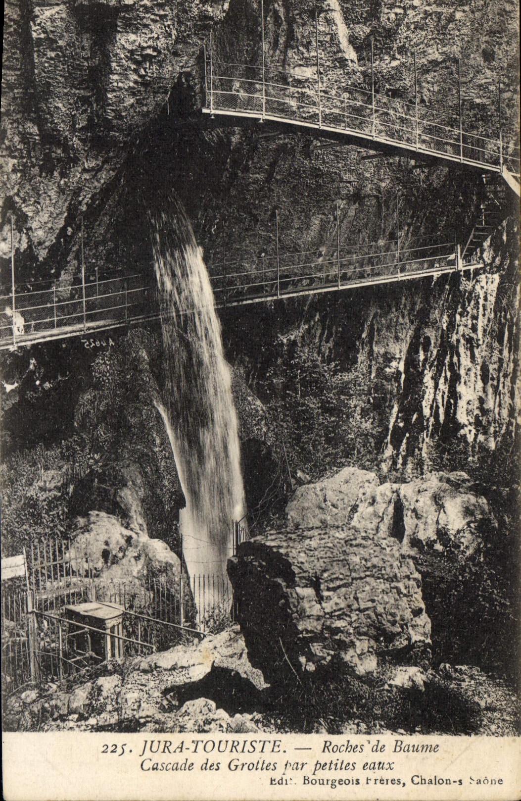 Cascade des Grottes par petits eaux — Roches de Baume — JURA-TOURISTE — éd. Bourgeois Frères, Chalon-sur-Saône